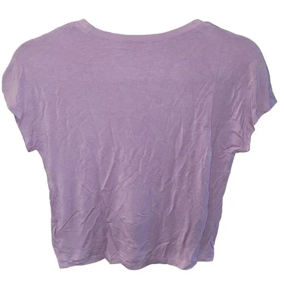 NWT Bar III Crew-Neck Cropped Top Short Sleeve Pink Size XS - Picture 3 of 8